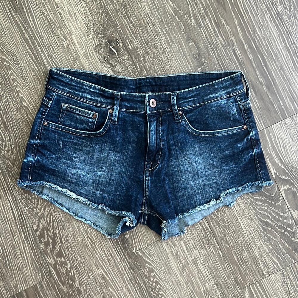 H&M Stretch Dark Denim Shorts, 6